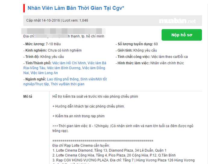 Cẩn Thận Với Chiêu Trò Lừa Đảo Tuyển Dụng Nhân Viên Soát Vé Rạp Phim Lương Cao 3 Dễ Dàng Bắt Gặp Những Mẩu Tin Tuyển Dụng &Quot;Hấp Dẫn&Quot; Như Thế Này Trên Mạng