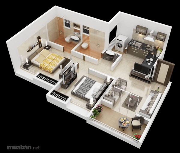 Căn Hộ 2 Phòng Ngủ Với Những Thiết Kế Đẹp Hiện Đại Đầy Mê Hoặc 2 Thiết Kế Căn Hộ 2 Phòng Ngủ 2