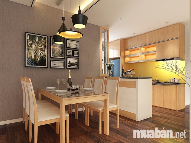 Thiết kế phòng bếp chung cư 50 m2