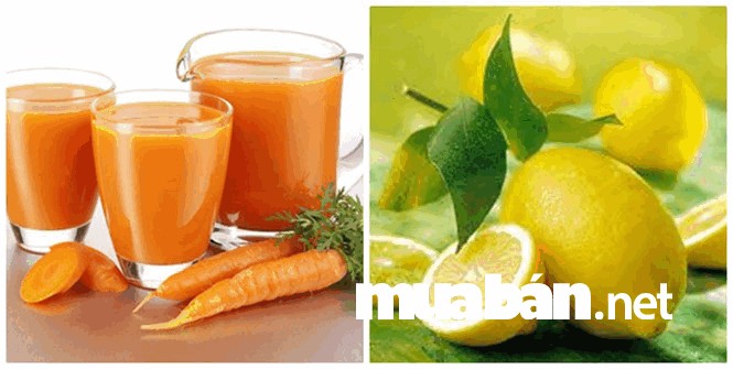 Hỗn hợp nước ép cà rốt kết hợp với nước cốt chanh giúp làm sáng da