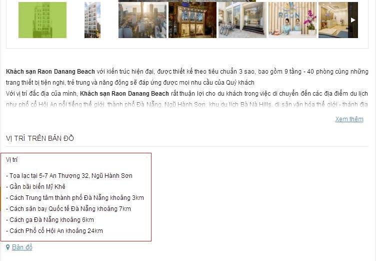 Bạn đối chiếu vị trí khách sạn Đà Nẵng thông qua bản đồ