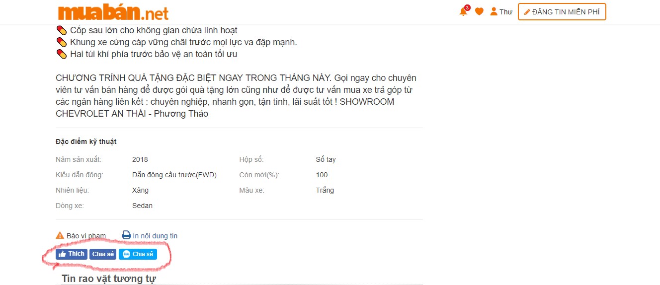 3 Bước Giúp Bạn Bán Xe Ô Tô Cũ Nhanh Chóng Trên Muaban.net 8 Sau Khi Tin Được Hiển Thị, Bạn Có Thể Sử Dụng Chức Năng Chia Sẻ Trên Các Mạng Xã Hội Để Tin Tiếp Cận Nhiều Người Hơn