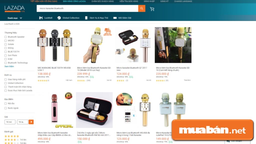 Micro karaoke bluetooth được bán trên lazada.
