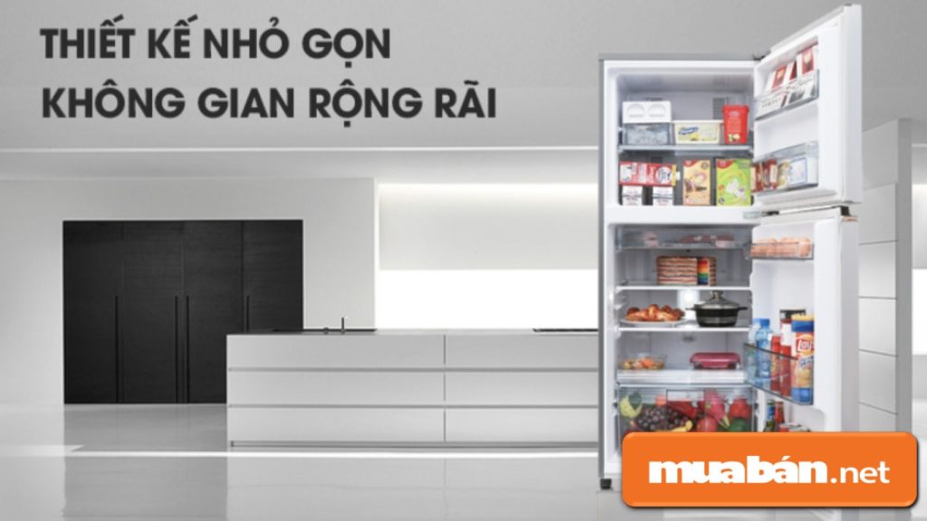 Tủ lạnh Panasonic Inverter có thiết kế ngăn đá trên, nhỏ gọn, và màu xám nhẹ khá sang trọng.