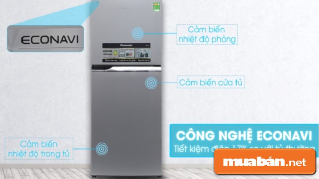 Tủ lạnh Panasonic Inverter được tích hợp thêm cảm ứng Econavi giúp tiết kiệm điện tối đa.