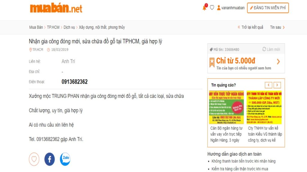 Tìm kiếm thông tin dịch vụ sửa chữa đồ gỗ trên internet.