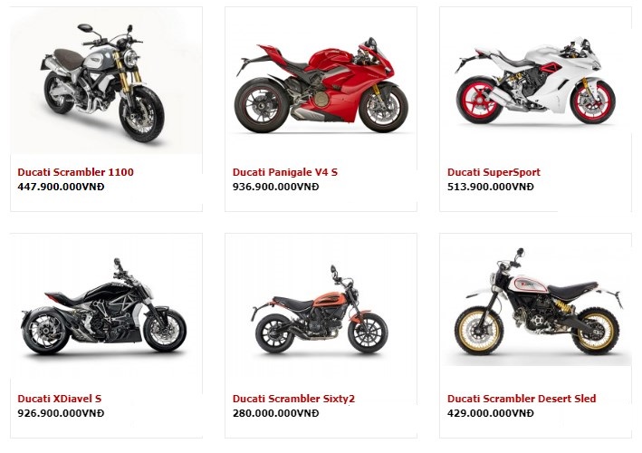 Bảng giá xe phân khối lớn Ducati tháng 4/2019