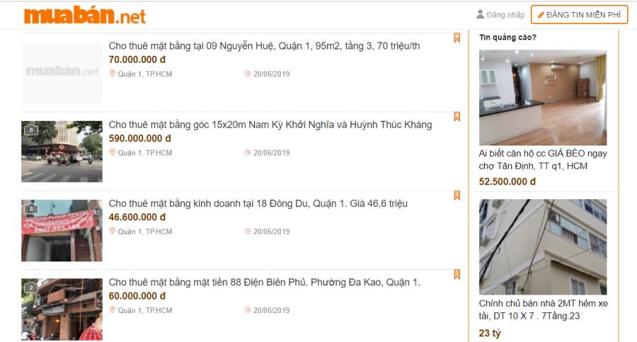 Cho thuê mặt bằng
