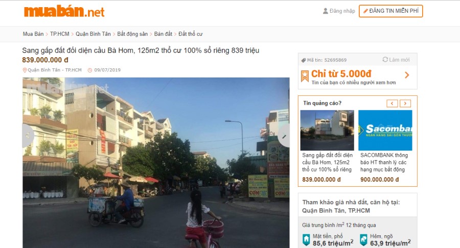 Bán đất quận Bình Tân