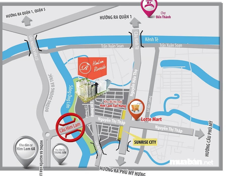 Dự án Him Lam Riverside có vị trí đẹp tại khu Nam Sài Gòn.
