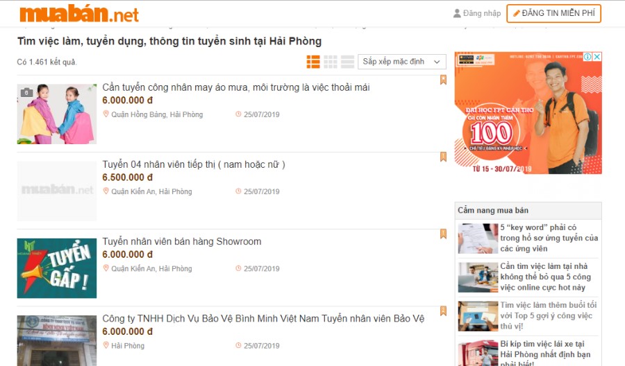 Tìm việc làm thêm tại Hải Phòng