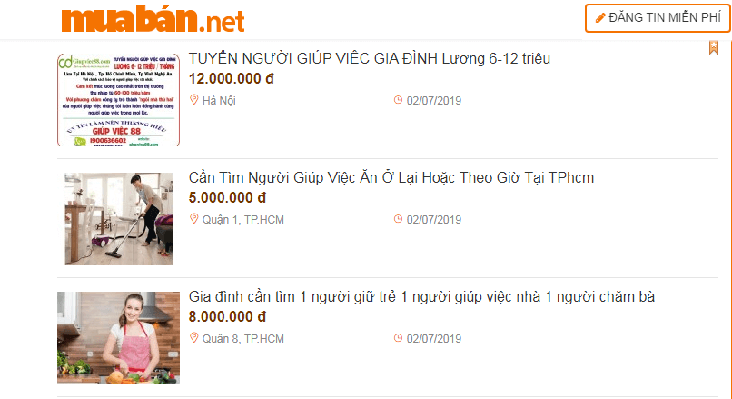 tìm người giúp việc