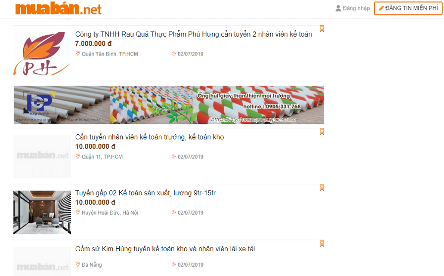 Muaban.net - địa chỉ tìm việc làm kế toán lương cao, uy tín.