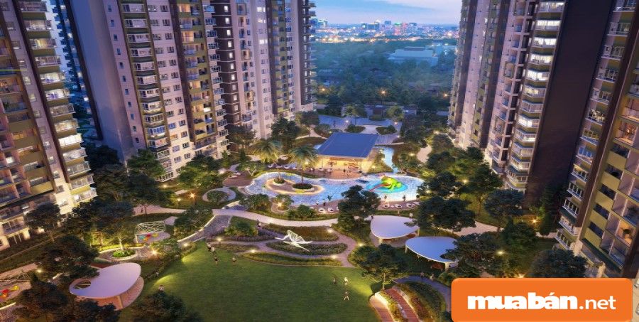Cây xanh được bố trí hài hòa với các thiết kế khu căn hộ cao cấp.