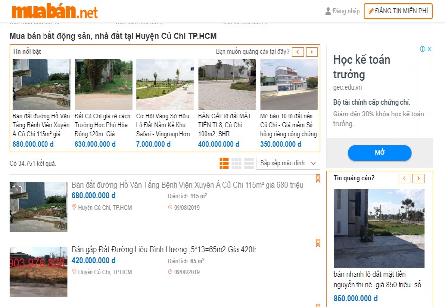 Bán đất Củ Chi chính chủ