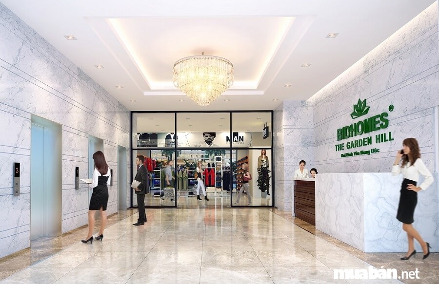 Khu trung tâm thương mại của dự án The Garden Hill rất thoáng mát, tụ họp của nhiều thương hiệu lớn.