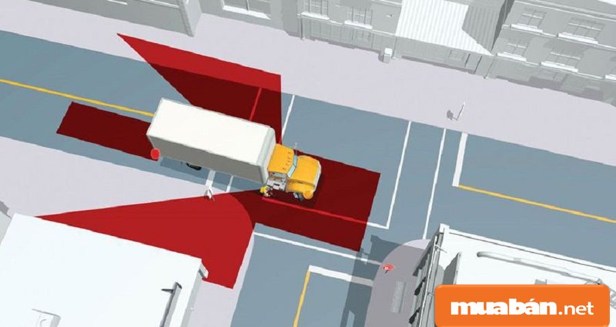 Bạn nên tìm hiểu những khu vực điểm mù của các xe lớn để tránh tai nạn.