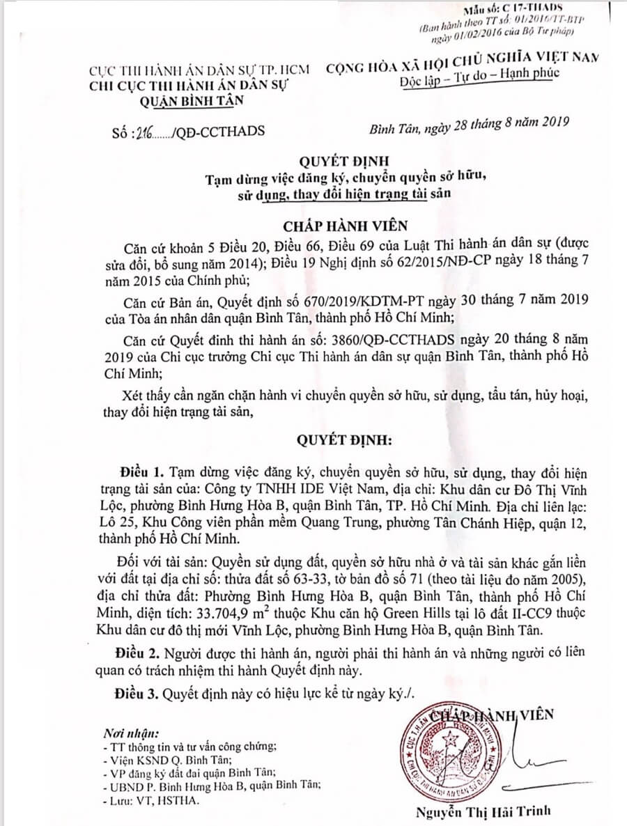 Green Town Bình Tân Và Những Lùm Xùm Quanh Dự Án 8 Dự Án Green Town Bình Tân Do Công Ty Tnhh Ide Việt Nam Làm Chủ Đầu Tư Đã Bị Phong Tỏa.