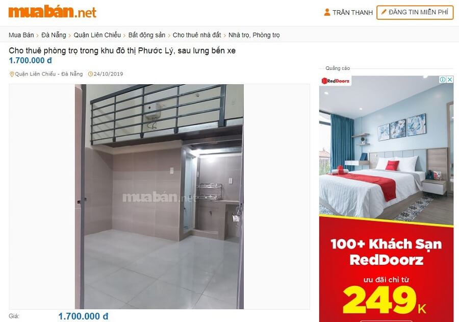 Cho thuê phòng trọ Đà Nẵng trong khu đô thị Phước Lý, sau lưng bến xe