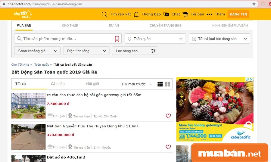 Các trang web mua bán nhà đất uy tín