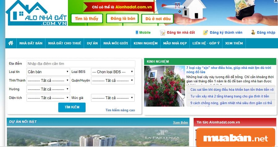 Các trang web mua bán nhà đất uy tín