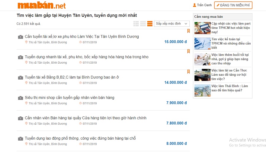Muaban.net là một trong những trang web hỗ trợ bạn tìm kiếm các thông tin tuyển dụng.