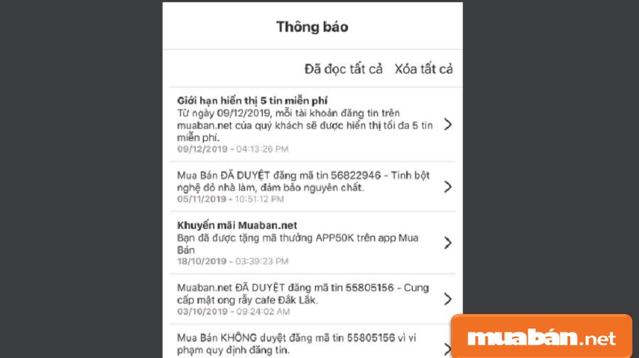 Trên ứng dụng có tính năng gửi thông báo cho tài khoản của bạn.