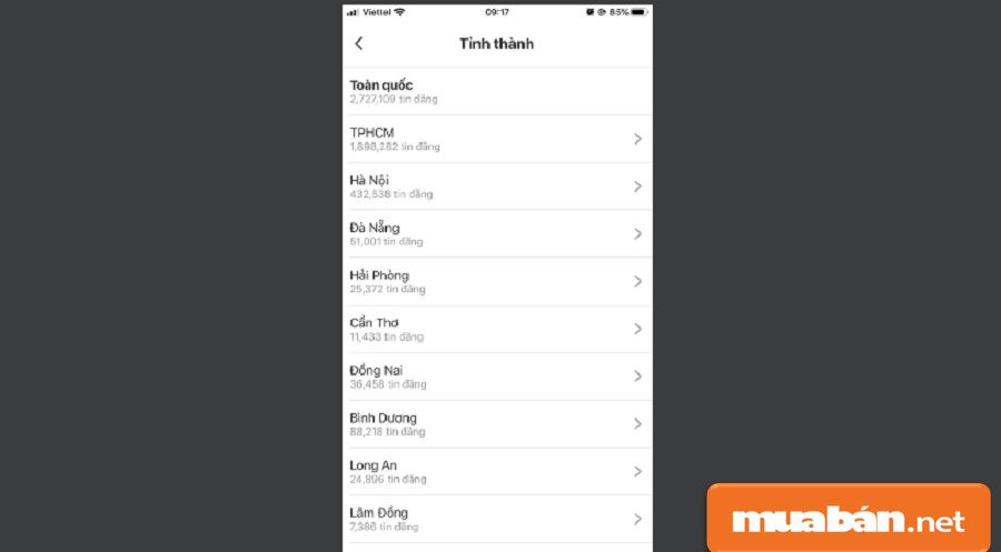 Ứng dụng giúp bạn tìm kiếm sản phẩm từ các tỉnh thành khác nhau.