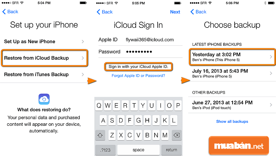 Khắc phục bằng cách sử dụng tài khoản iCloud.