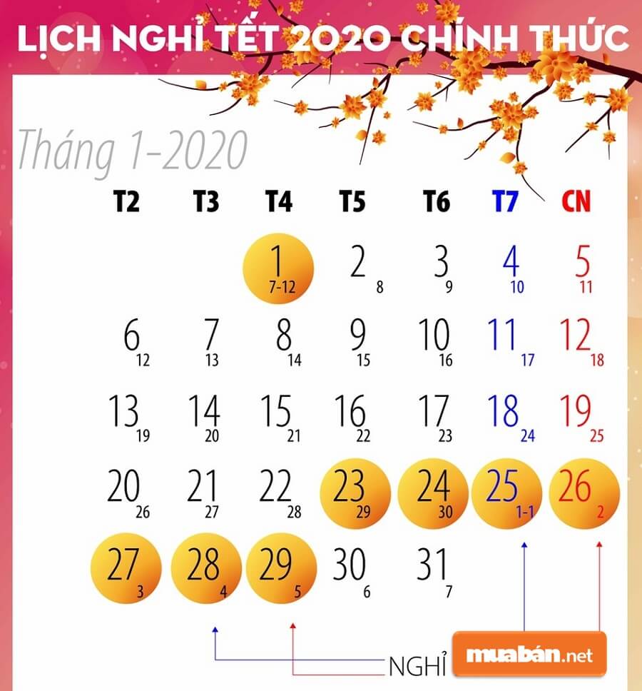 Tết Nguyên đán 2020 lao động cả nước được nghỉ 7 ngày liên tục.