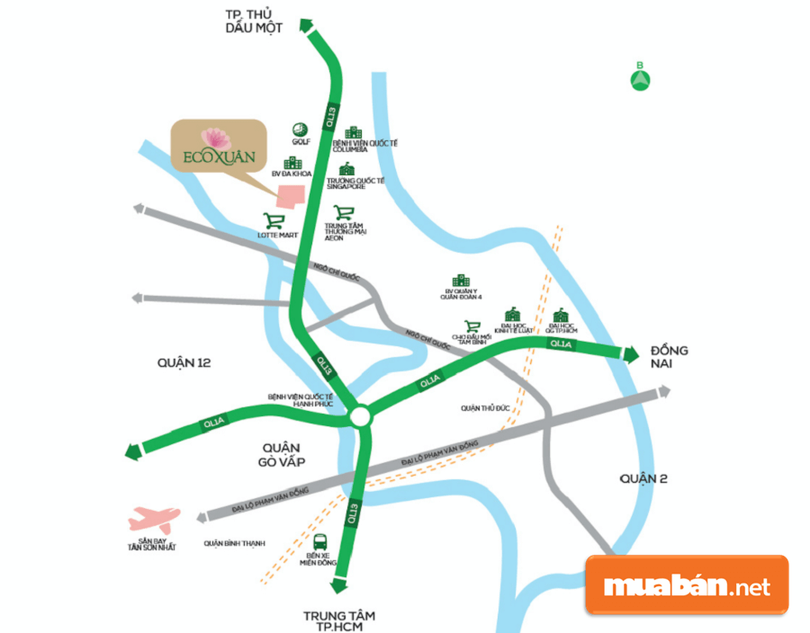Eco Xuân Lái Thiêu – Cùng Bạn Tạo Dựng Nền Tảng Tương Lai 3 Dự Án Chỉ Cách Sài Gòn Chừng 16 Km Về Phía Bắc