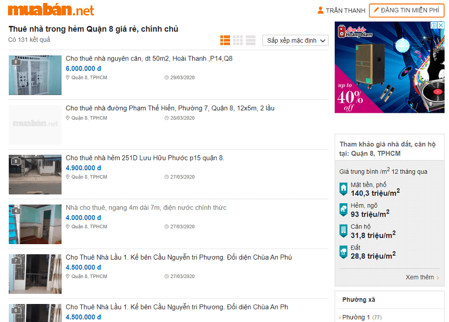 Cần thuê nhà nguyên căn giá rẻ quận 8 nên truy cập ngay muaban.net