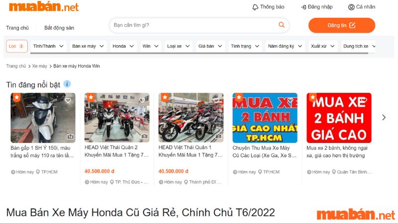 Website Mua Bán- Trang mua bán xe cũ