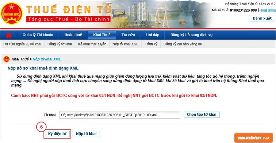 Chọn “Nộp tờ khai” và bấm chọn tờ khai mà bạn đang cần nộp.