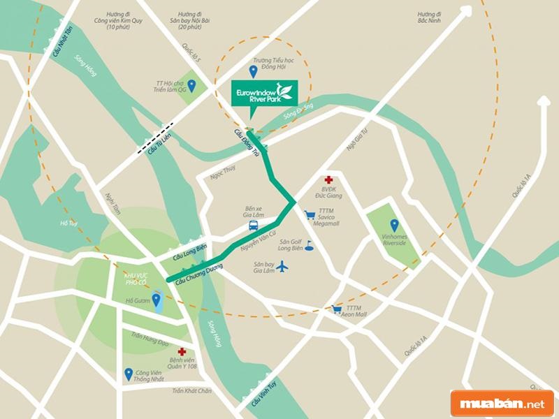 Eurowindow River Park không cách xa trung tâm Hà Nội là mấy