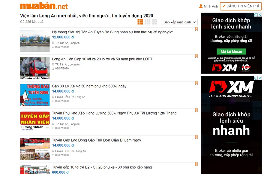 Một số các website thường xuyên được lựa chọn đăng tuyển dụng như muaban.net...