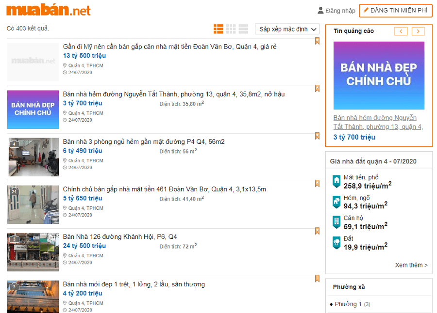 Chọn trang đăng tin bán nhà riêng quận 4 uy tín, lượt tương tác tốt cũng là gợi ý hay cho các chủ nhà.