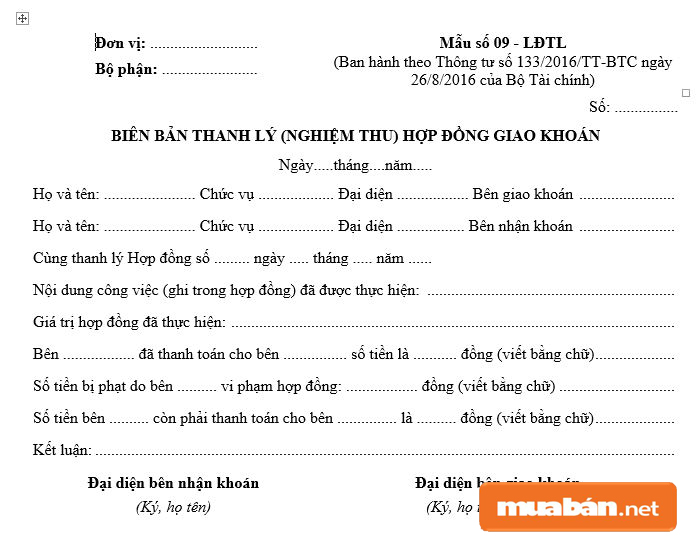 Biên Bản Thanh Lý Hợp Đồng Mẫu Mới Và Thông Dụng Nhất 6 Biên Bản Thanh Lý Hợp Đồng