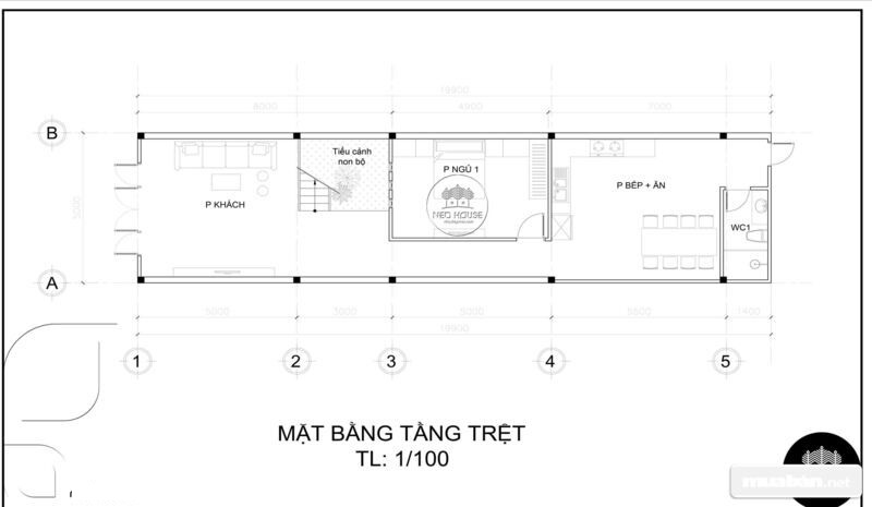Mặt bằng nhà phố tầng trệt