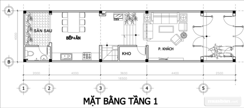 MẶt bằng nhà phố 4 tầng tuyệt đẹp