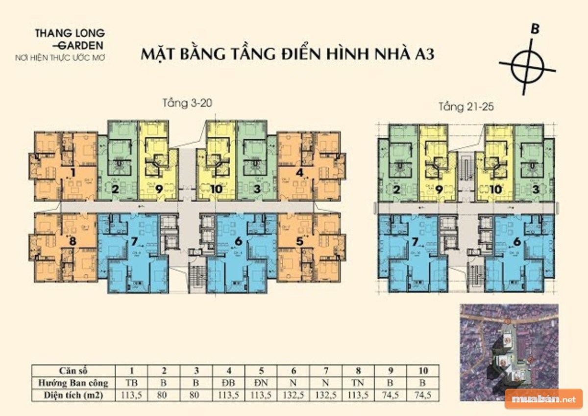 Mặt bằng căn hộ chung cư cao cấp Thăng Long Garden