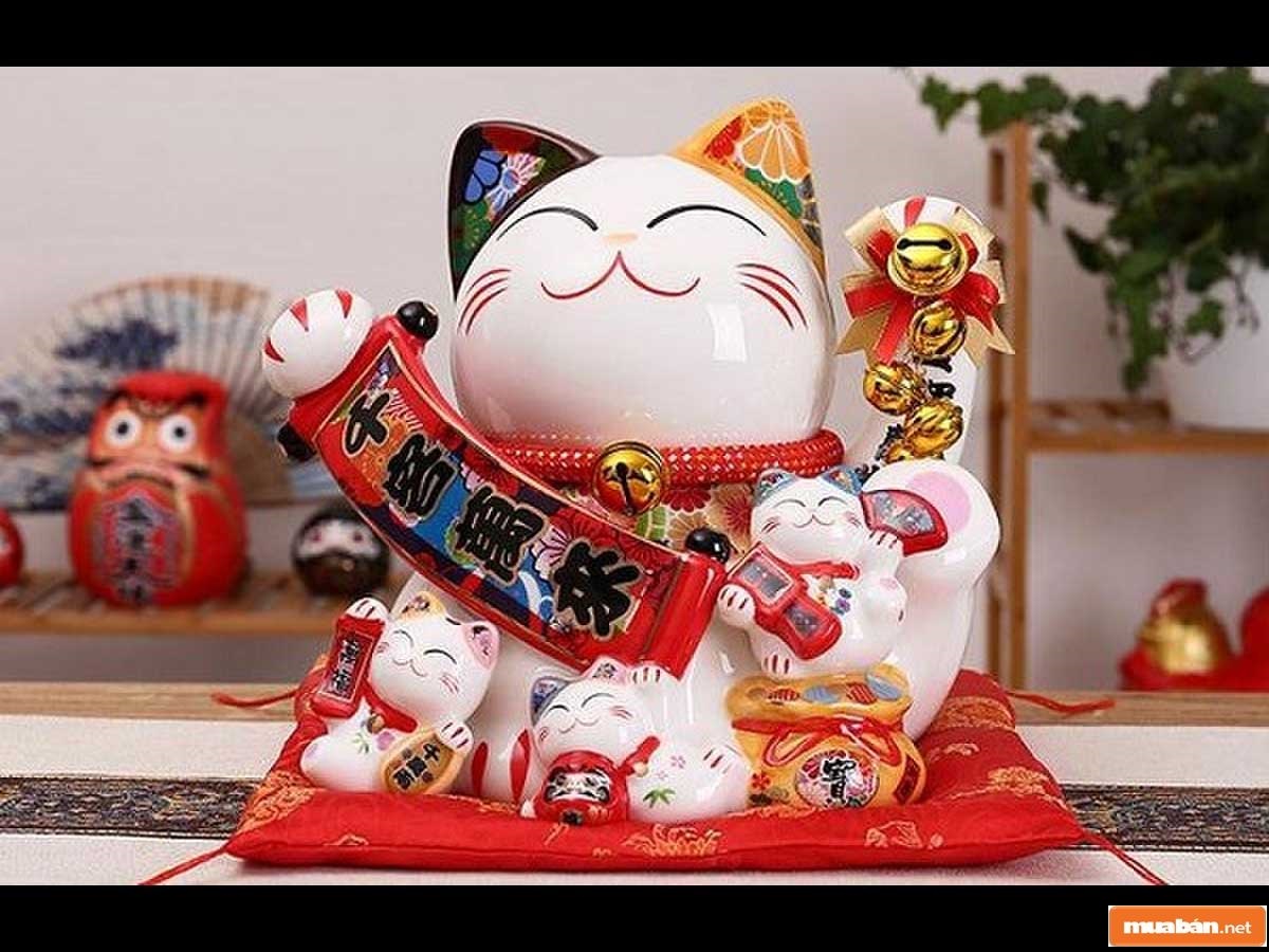 Mèo Thần Tài - Vật Phẩm Phong Thuỷ Biểu Trưng Cho Tài Lộc 6 Chú Mèo Maneki Neko Ngộ Nghĩnh, Đáng Yêu