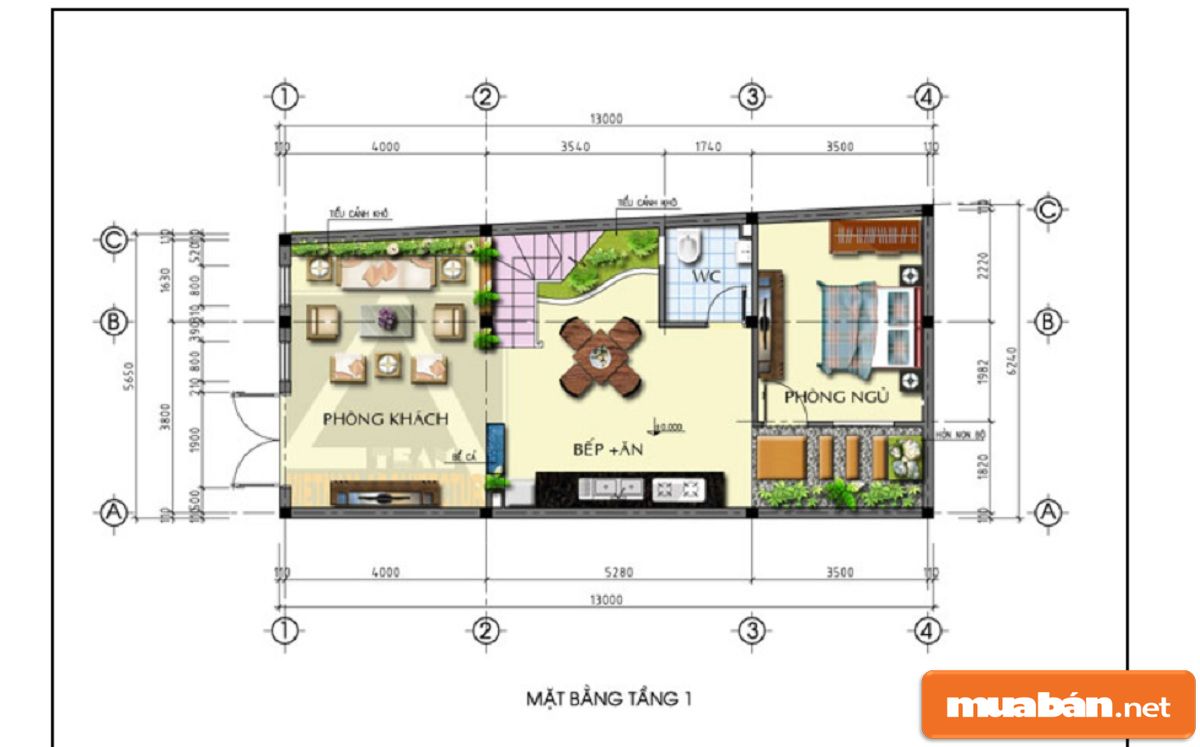 Một mẫu thiết kế nhà ở trên lô đất có phần nở hậu.