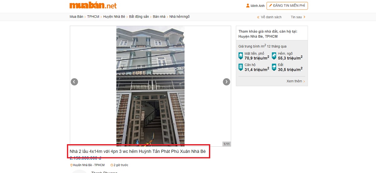 Tiêu đề của tin đăng là yếu tố đầu tiên tiếp xúc với khách hàng đầu tiên.