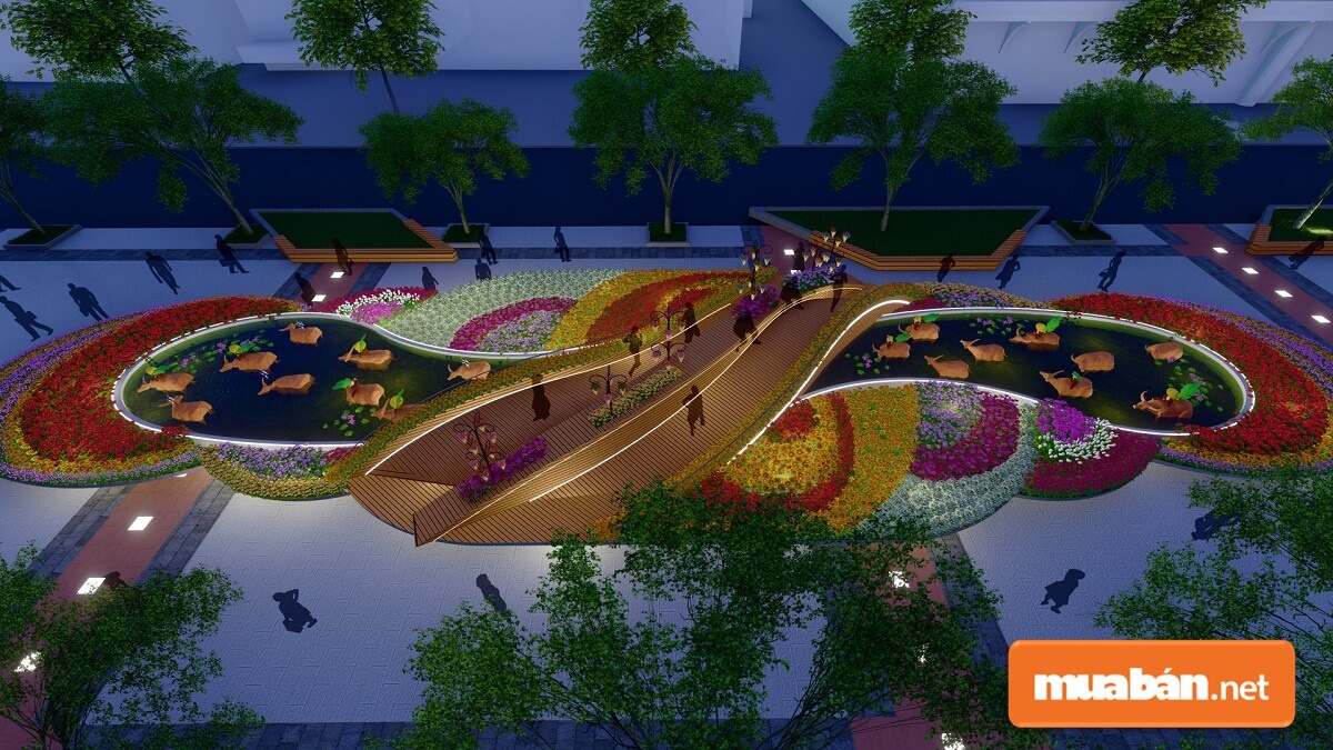 Bên cạnh đàn trâu linh vật thì đường hoa năm nay còn có sự góp mặt của hơn 130 chủng loại hoa, lá.