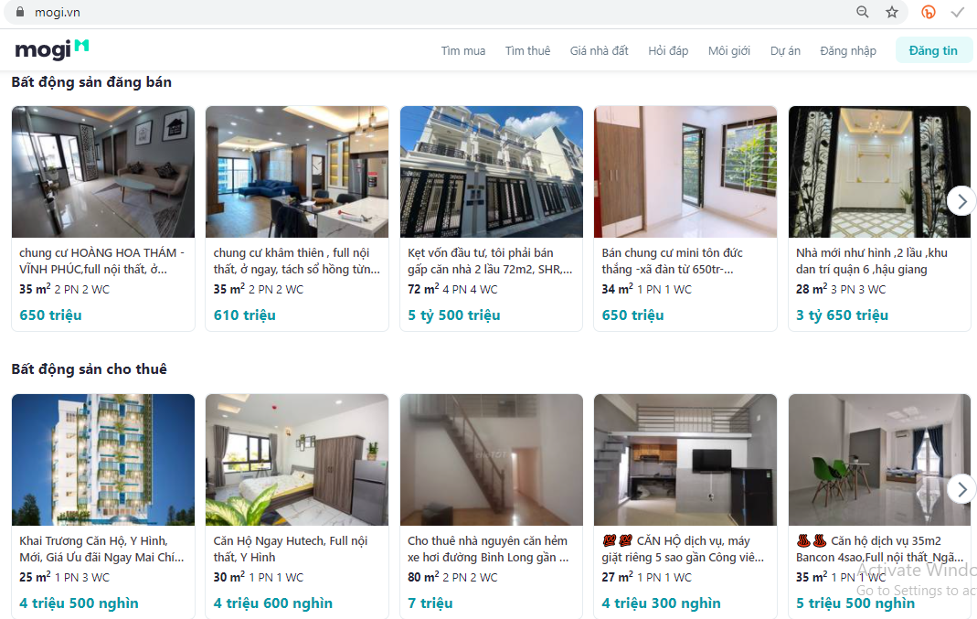 Mogi.vn cung cấp đến khách hàng bộ dữ liệu thông tin giá cả bất động sản chính xác, nhanh chóng và kịp thời nhất.