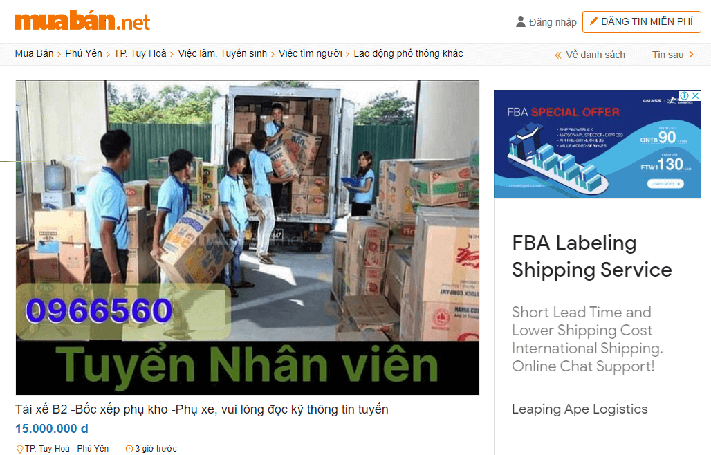 Tuyển tài xế B2 - Bốc xếp phụ kho - Phụ xe