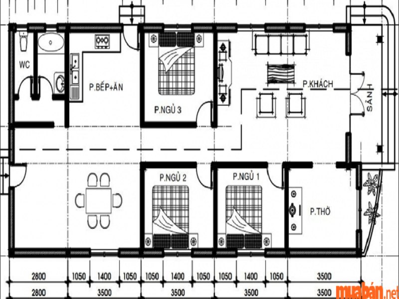 15 Bản Vẽ Nhà Cấp 4 2 Phòng Ngủ Đẹp Đáng Tham Khảo Nhất  Nandesign