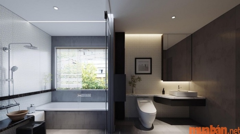 Nhà vệ sinh hiện đại kiểu Nhật có thiết kế phòng tắm và WC tách biệt