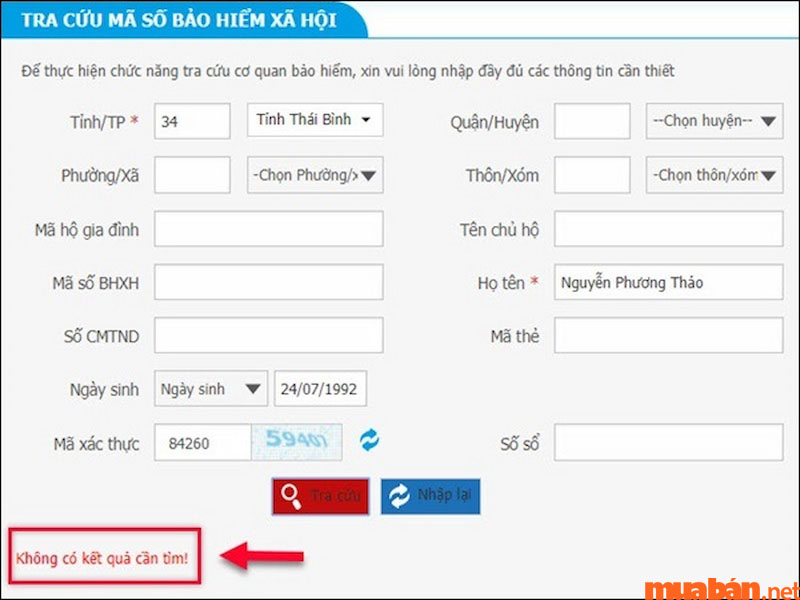 Không tra cứu được thông tin mã số BHXH của người lao động
